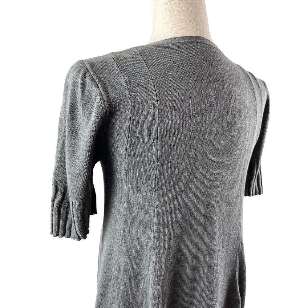 J. Jill Linen Blend Midi Dress Gray XS Petite Lagenlook Oversized Short Sleeve - Picture 6 of 10